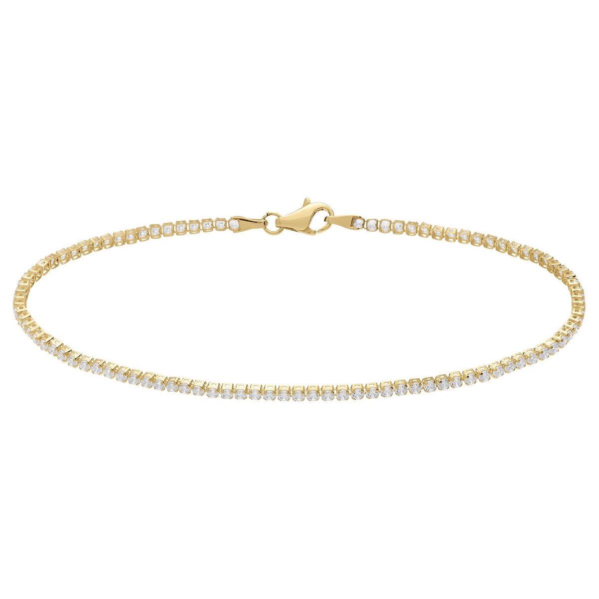 Lucardi - Dames 14 karaat tennisarmband met zirkonia - Armband - 14 Karaat Goud - Goud - 17 cm