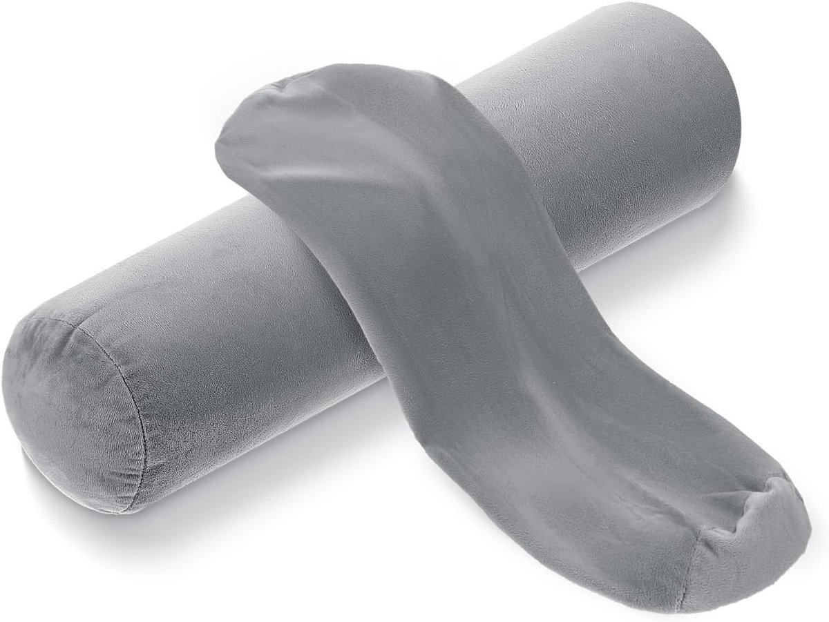 Cervicale Nekrol Kussenhoezen - 2 Stuks Zachte Bolster Kussenhoezen met Verborgen Rits, Ideaal voor Ondersteuning en Comfort (40x15cm, Grijs)