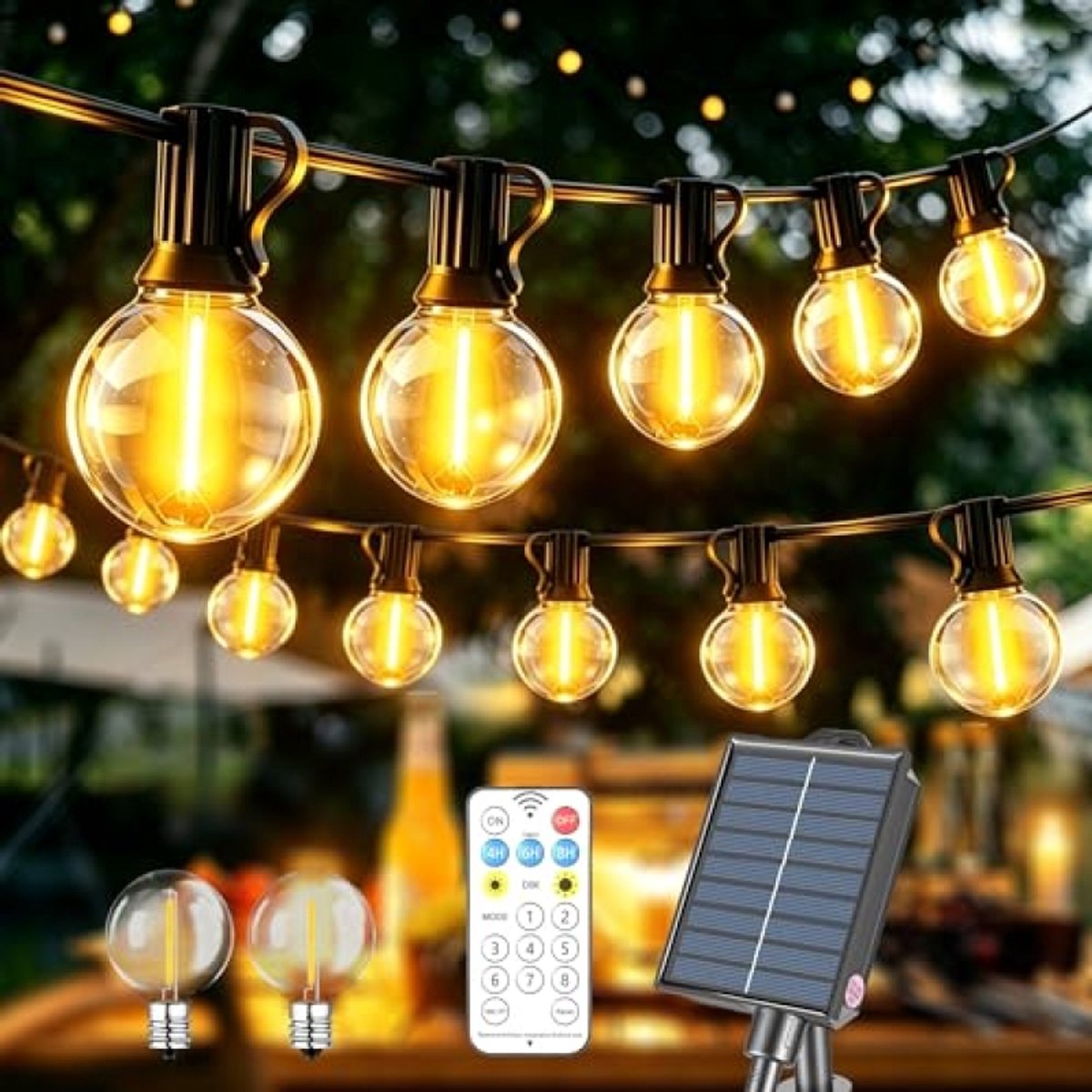 ModernStore 10m LED Lichtsnoer op Zonne-energie Buiten - Warmwit - IP44 Waterdicht - 15 Lampjes