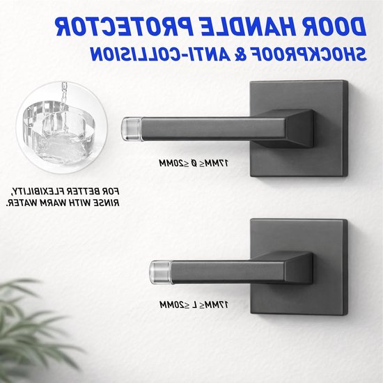 Set van 12 transparante deurklinkstoppers van PVC, elastische buffers tegen muurslijtage en stoten, Ø 18 mm voor deurklinken van Ø 17 - Ø 20 mm — afbeelding 4