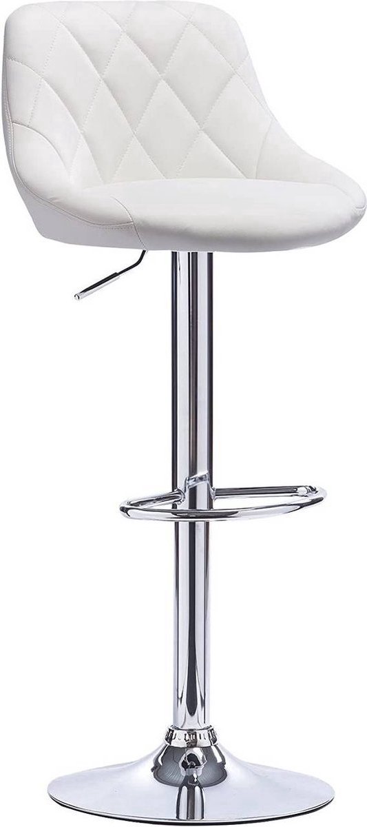 Saphly Barkrukken Set 82 cm Wit - Met Rugleuning, Ergonomische Barstoel en Zithoogte 60-82 cm - Voor Eetkamer, Keuken en Woonkamer