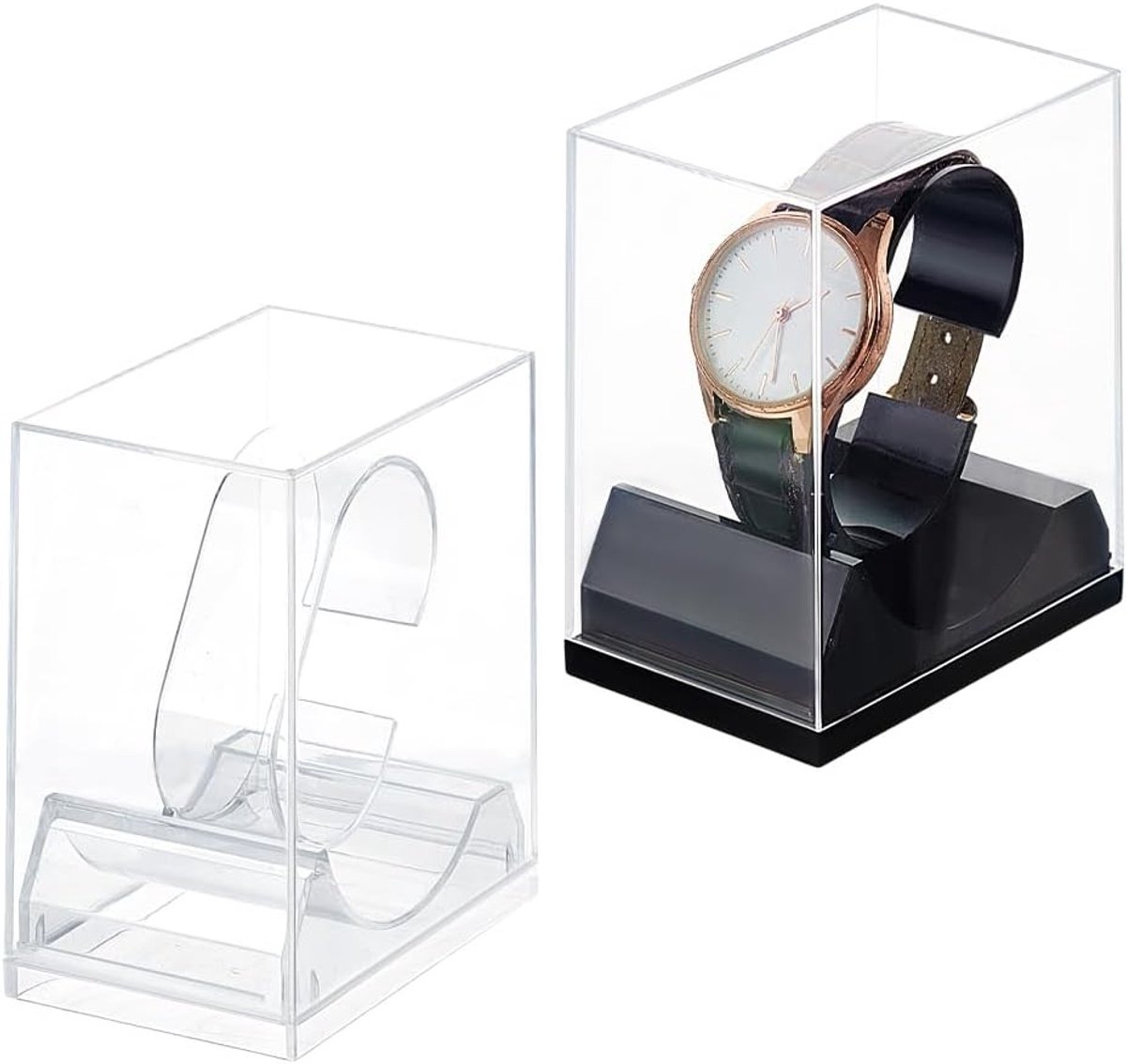 2 Stuks Enkele Horloge Display Box, Duidelijke Acryl Horloge Case, Organizer voor Horloges, Perfect voor Verzamelaars en Vaderdag Geschenk