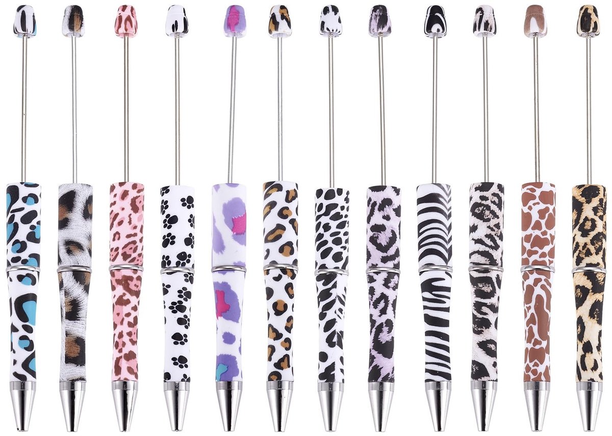 Dailygoods- Balpen 12 Stuks - Kralenpen - Plastic - Gepersonaliseerde Pen - Lichtgewicht - 1,8 mm Punt