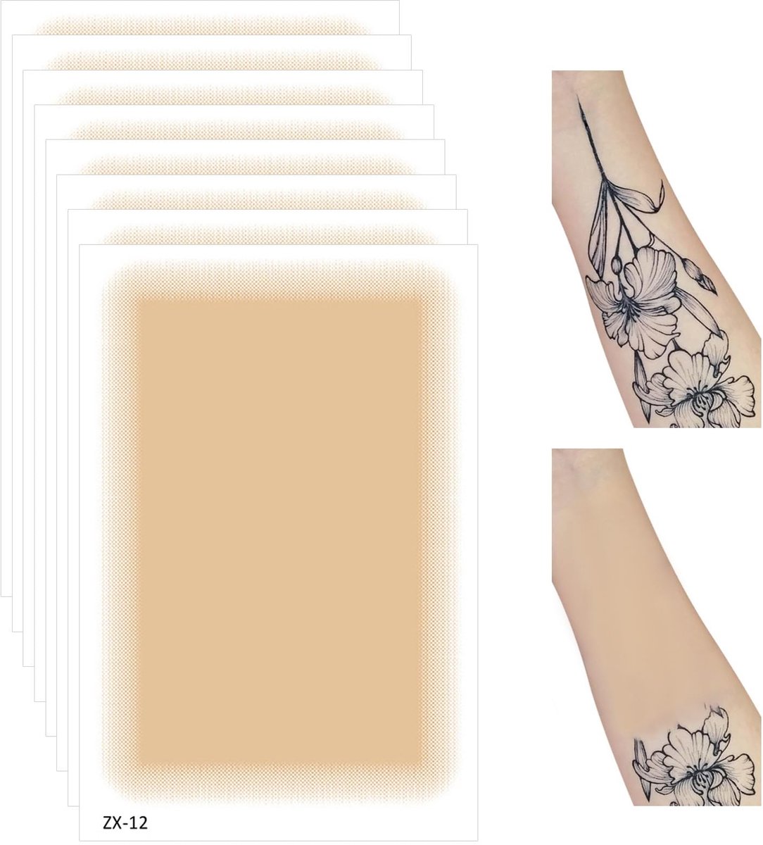 Dailygoods - 8 Stuks Tattoo Cover Up Patch - Waterproof en Natuurlijk Uitziend