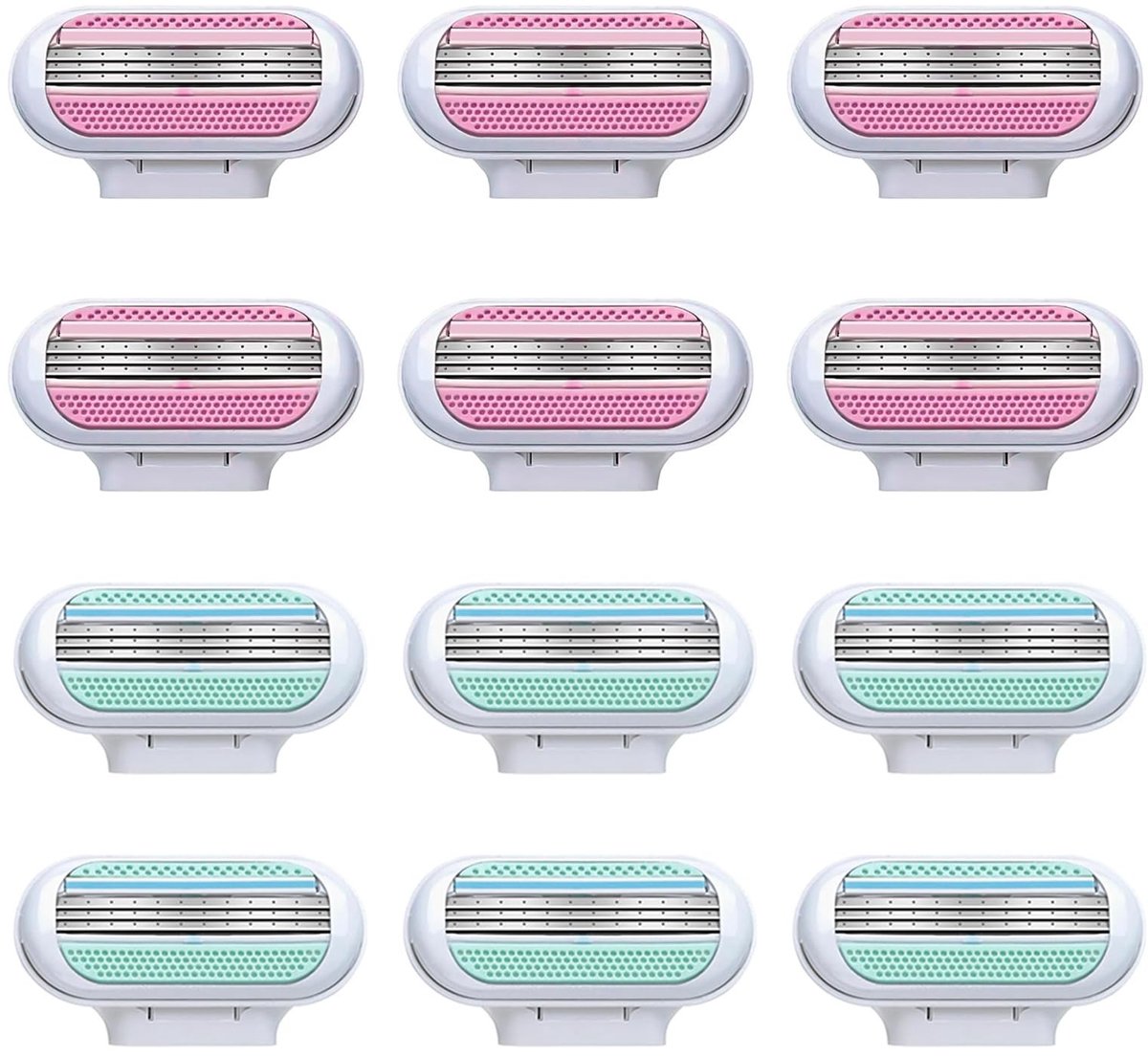 Dailygoods - 12 Reserveonderdelen voor Damesscheermesjes - Roze en Blauw Scheermesjes voor Dames