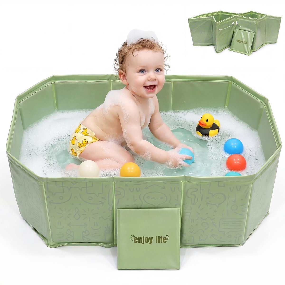 Dailygoods - Opvouwbare Babybadkuip met Afvoerplug - Mintgroen