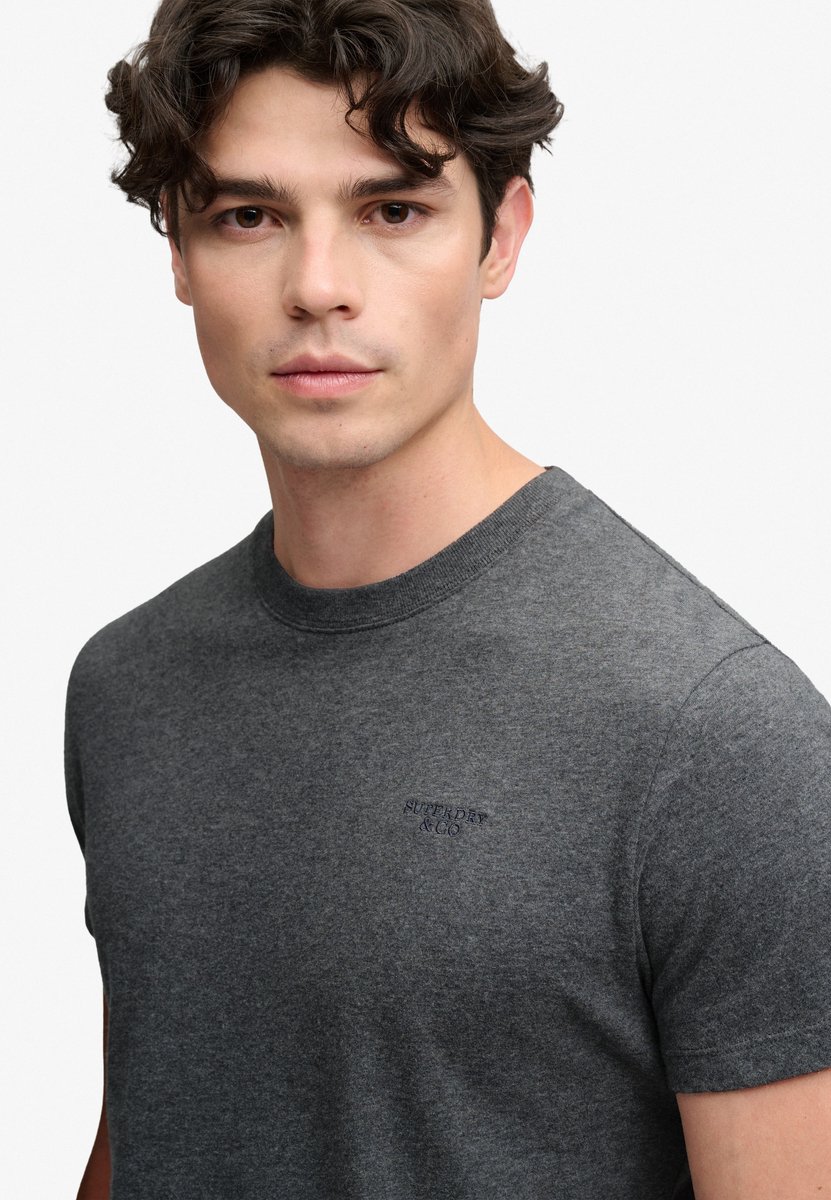 Superdry Essential Gestapeld Logo Geborduurde T-shirt Heren T-shirts Grijs