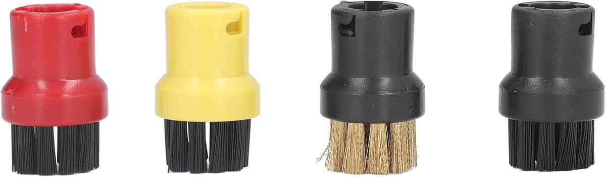 Ronde Kleine Borstelkop - Stoomreiniger Borstels - Precisie Reiniging - Veelzijdige Toepassing - 4 Stuks - Multi Color