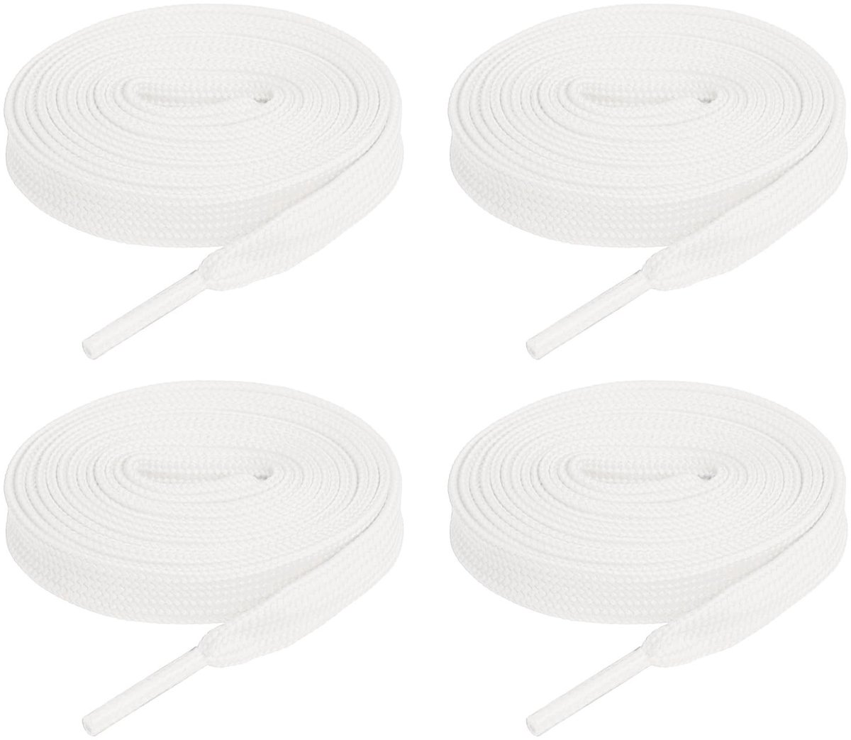 Dailygoods - QUARKZMAN 2 paar platte veters, 6/5 inch x 63 inch, polyester, elastische platte veters voor sneakers, skateschoenen, laarzen, wit