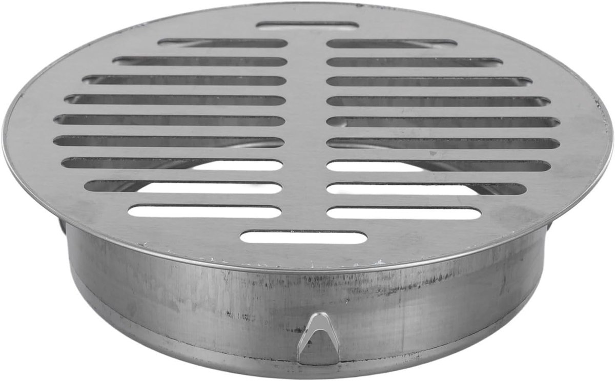 Vloerafvoer Insteek - Afvoerrooster Rond - Buitenwater Afvoeren - Anti-blokkering Ontwerp - 150 mm Buis - Zilver
