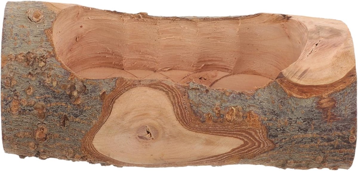 Houten Voerbak - Voerkom Kleine Dieren - Voeren en Wateren - Gladde Handgepolijste Afwerking - 15 cm Lengte - Natuurlijk Hout