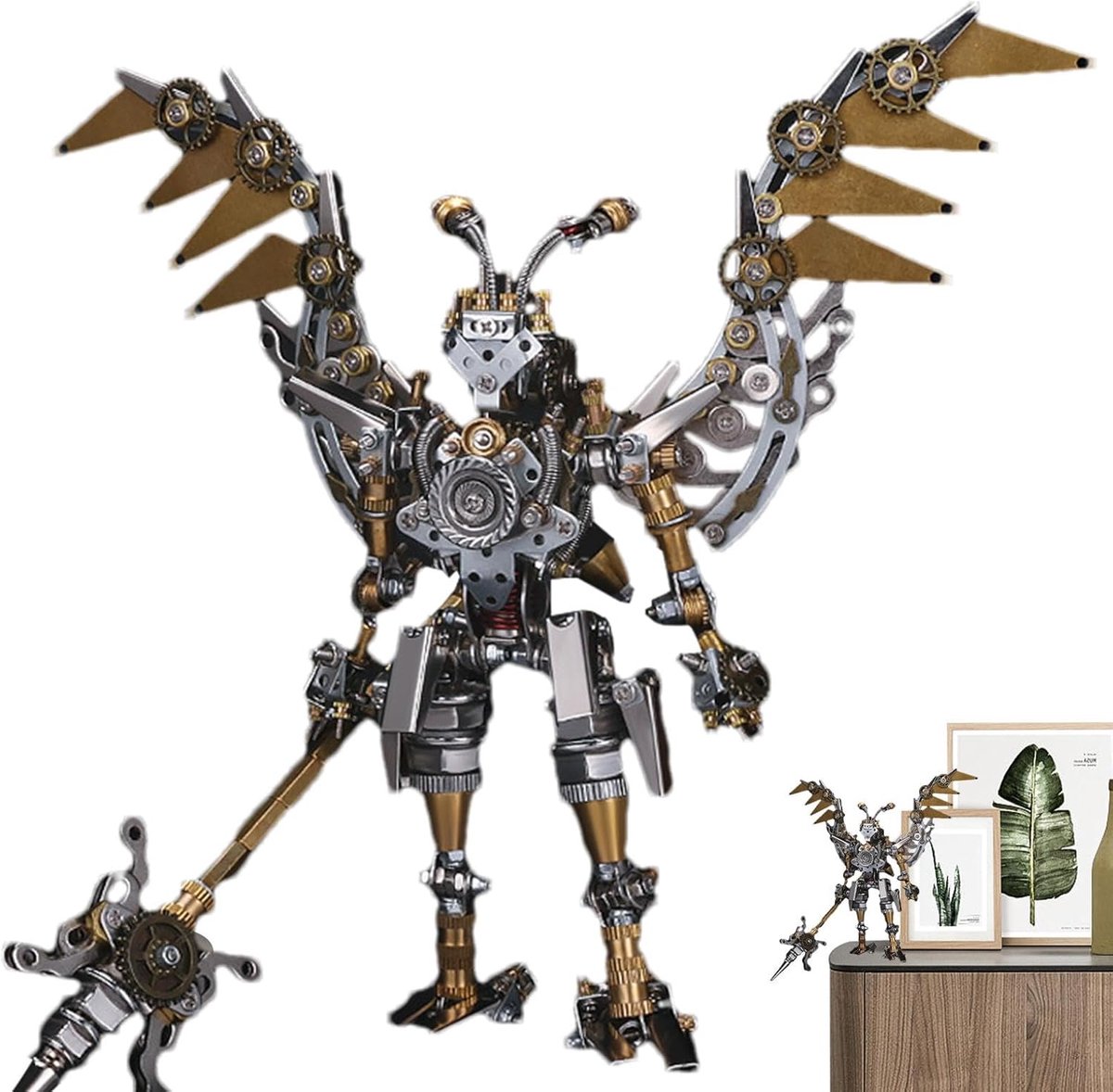 Metalen Puzzel - Modelbouwset Figuren - Cognitieve Vaardigheden Verbeteren - Antieke Chinese Figuren - Tot 21 cm Hoog - Metaalkleur