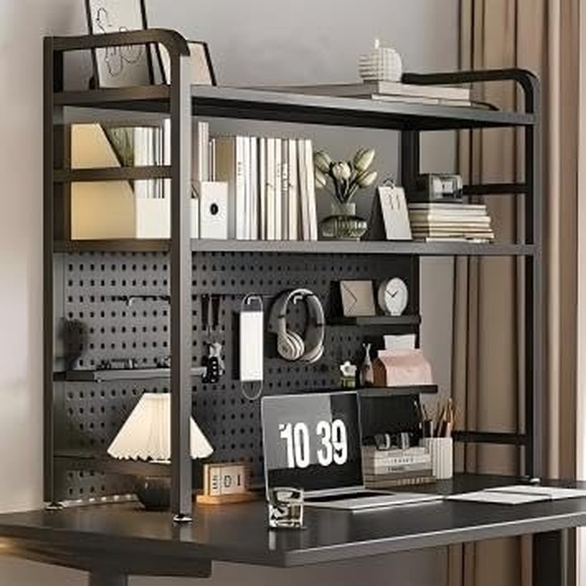 Bureau Organizer - Opbergrek - Bureau Opruimen - Industriële Stijl - 3 Lagen - Zwart