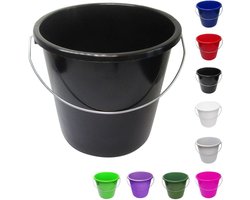 Kleine emmer - Opslagbak deksel - Huishoudelijk gebruik - Voedselveilig materiaal - 5 liter - Zwart