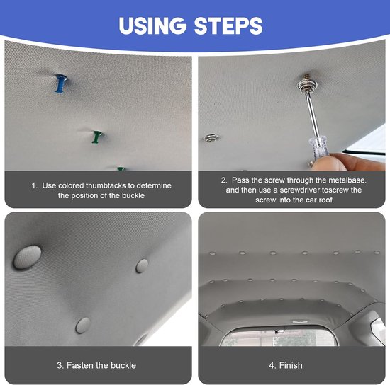 Hemelbekleding Reparatiekit - Auto Interieur Clips - Autohemel Herstellen - Roestvrije Coating - 65 Delig - Transparant — afbeelding 4