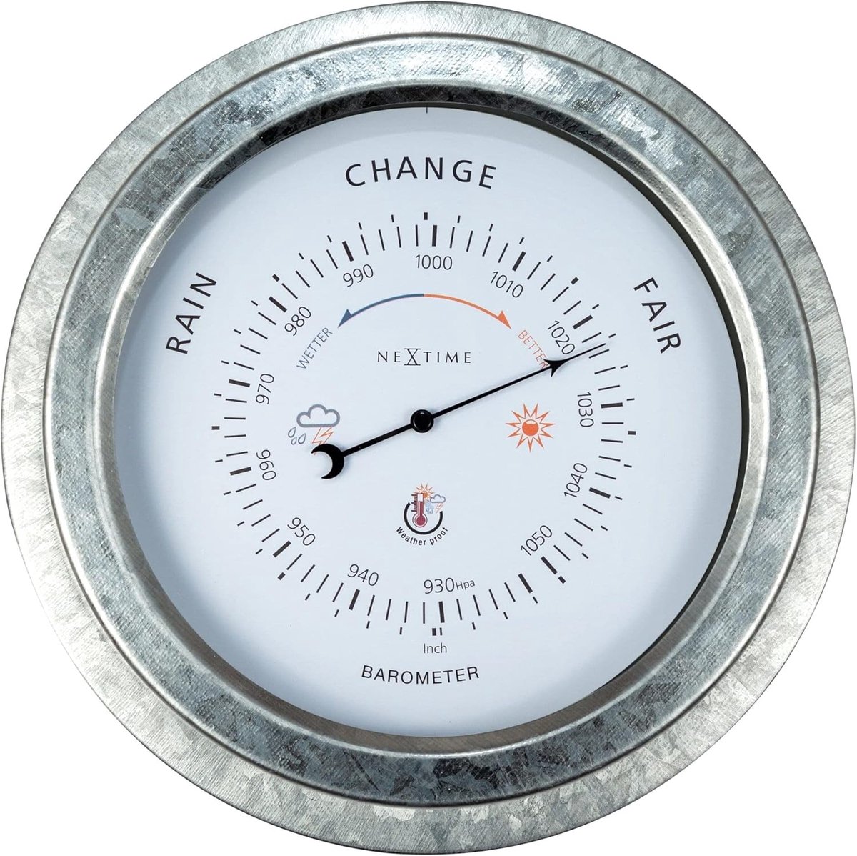 Metalen Buitenbarometer voor in de Tuin, Zilverkleurig