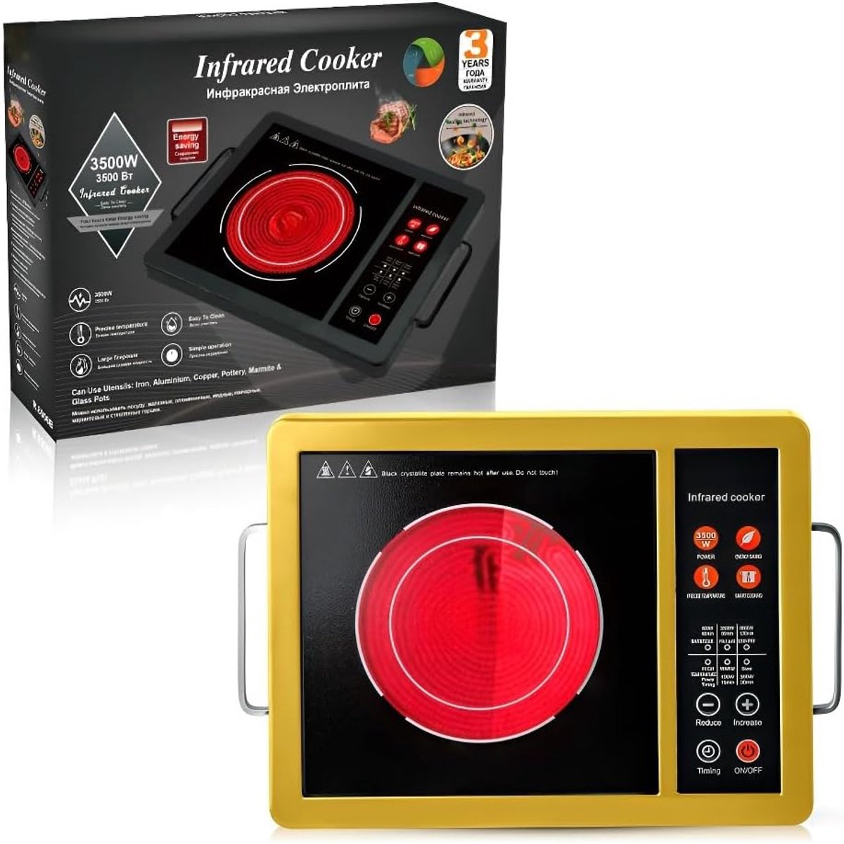 Elektrische Kookplaat - Keramisch Fornuis - Thuis Koken - Slimme Touch Control - 1 Kilovolt - Zwart