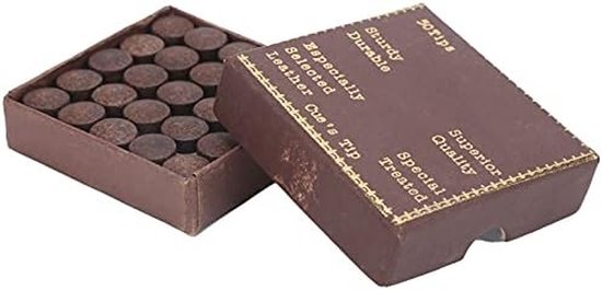 Biljartkeu Pomerans Set - Keu Tips - Biljart Spel - Hoge Dichtheid Leer - 50 Stuks - Bruin — afbeelding 4