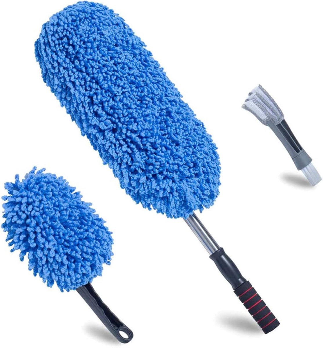 Microfiber Stoffer - Auto Borstel - Auto Reinigen - Uitschuifbare Handgreep - Large - Blauw