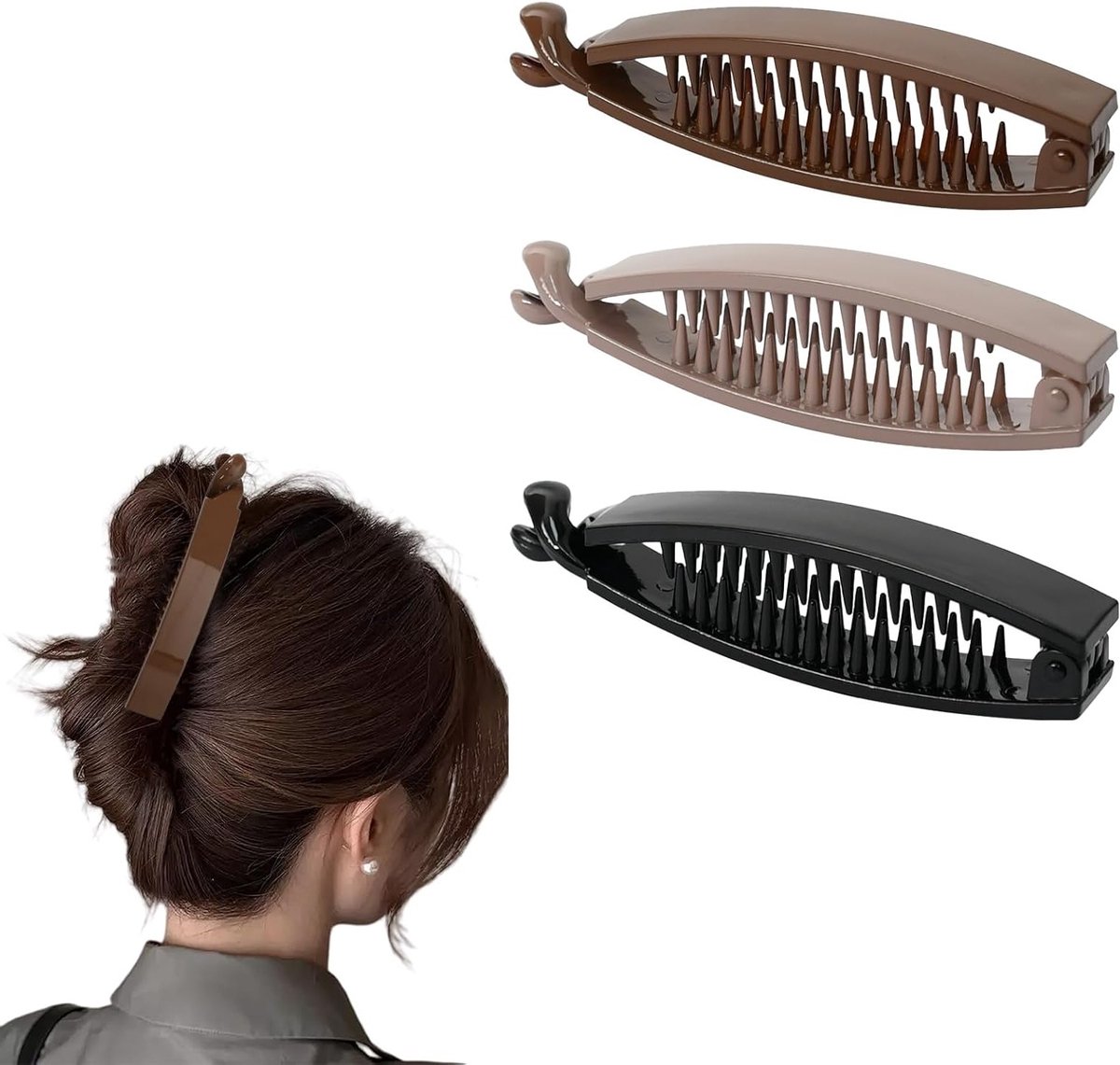 Set van 3 Curly Hair Clips voor Vrouwen - Antislip Haarspeld voor Elegante Staart en Opsteekkapsels