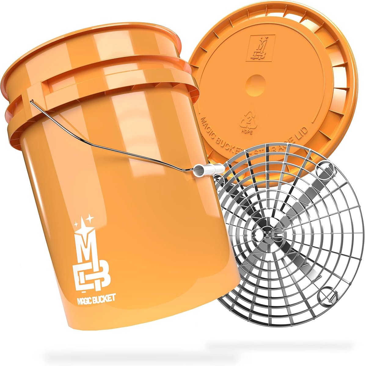 Wasemmer Set - Reinigingsemmer Inclusief - Auto Poetsen - Met Vuilzeef - 20 Liter - Oranje