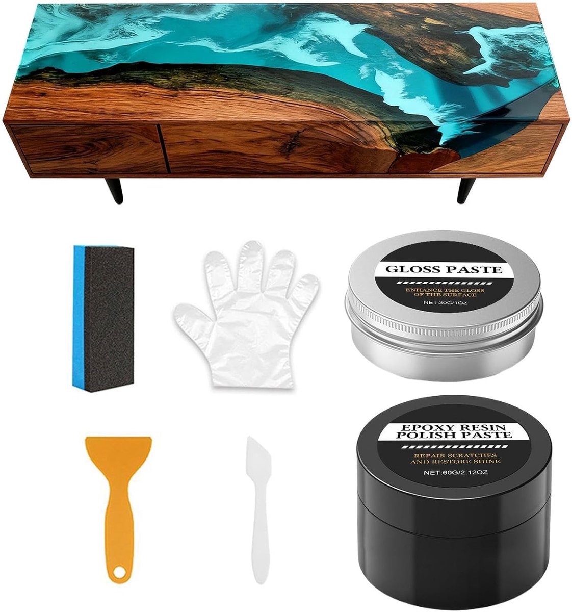 Hars Polijstset - Schuurpasta Set - Creatief Herstel - Driestaps Polijstsysteem - 130g - Wit