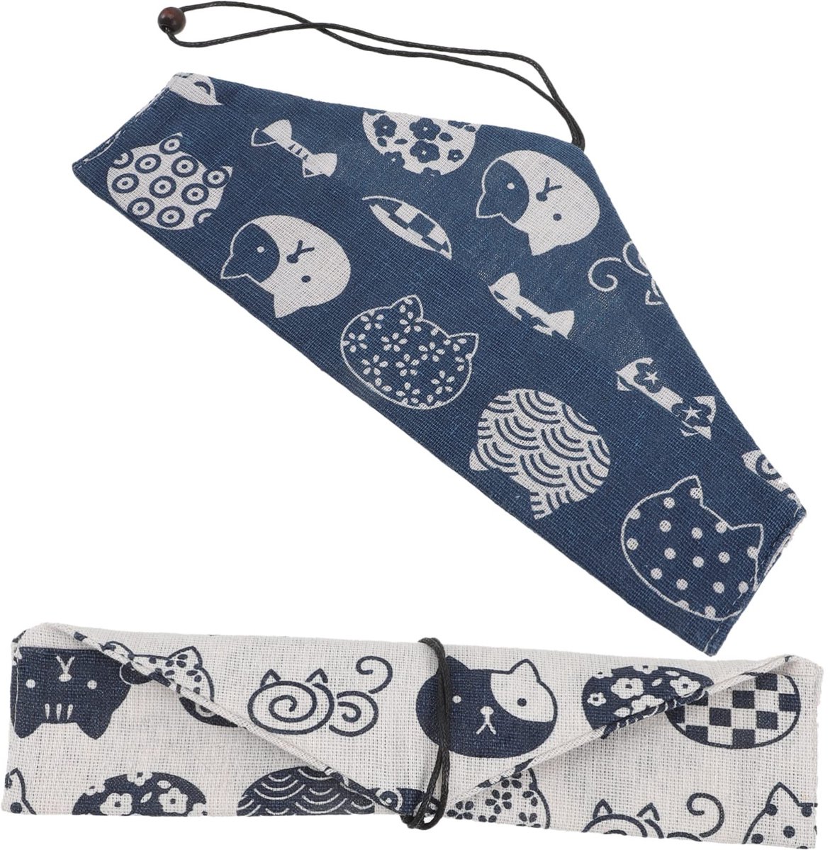 Dailygoods- Eetstokjeszakjes 2 stuks - Opberghouder - Draagbaar - Stof - Japanse stijl - Afmetingen 25x11,5 cm - Bestekzak