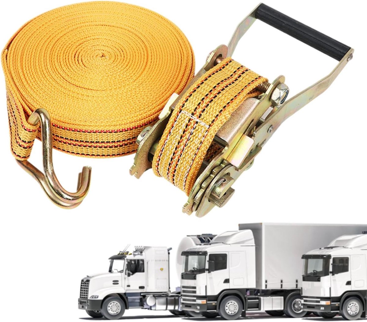 Verankeringsriem - Zware spanband - Veilig transport - Zelfborgend mechanisme - 15 meter - Geel