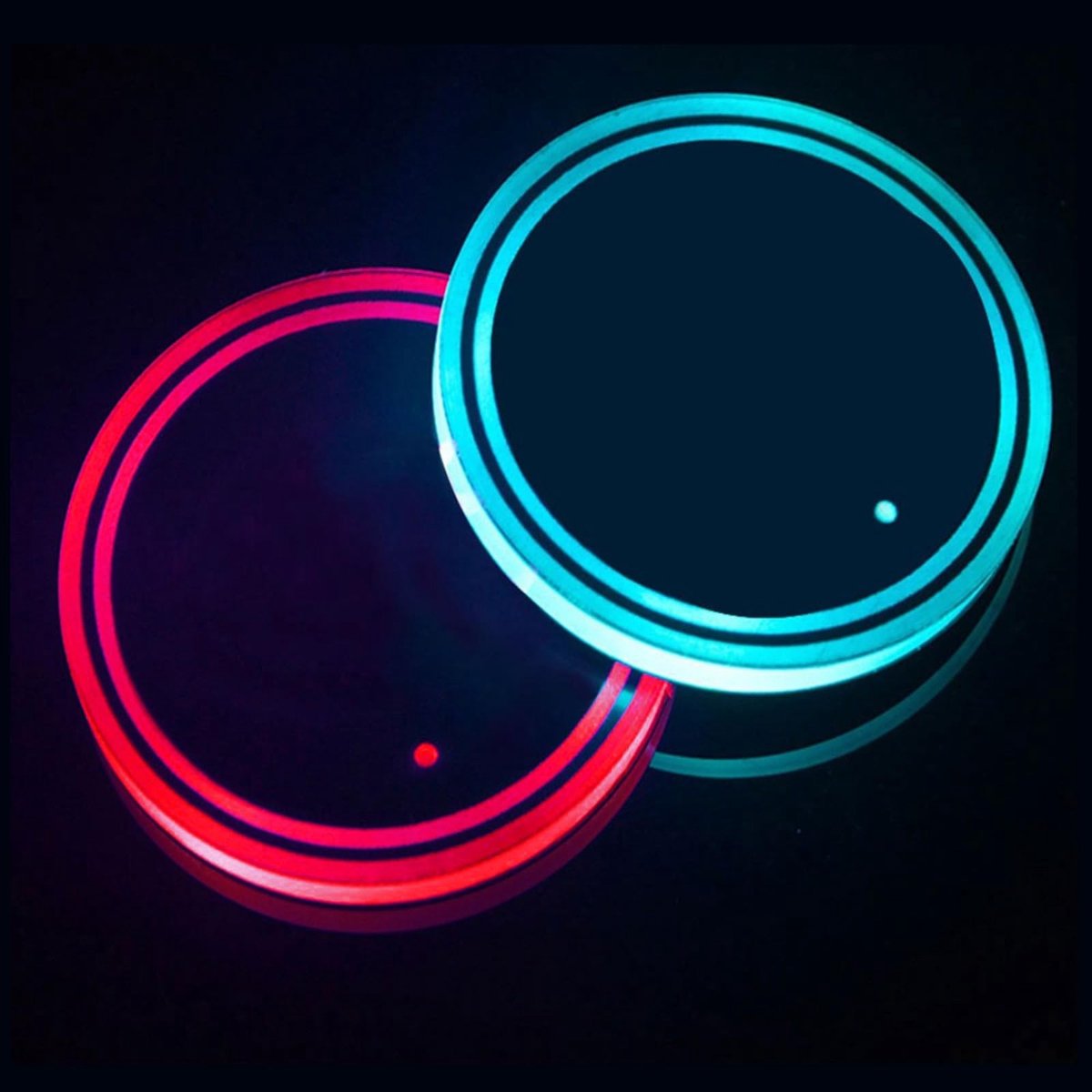 Dailygoods - LED Bekerhouder Verlichting - 2 Stuks USB Oplaadbaar met 7 Kleuren