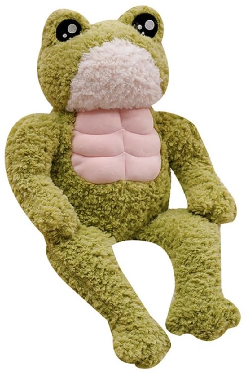 Dailygoods- Kikker 3D-gespierde knuffel - Pluche speelgoed - 33 cm - Verjaardagscadeau - Kerstcadeau - Veilig voor kinderen