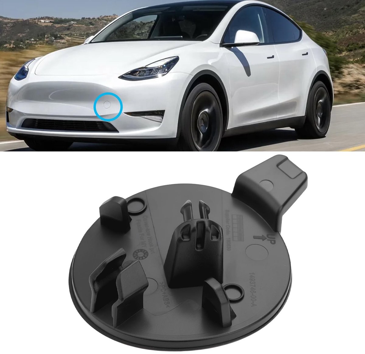 Dailygoods- Trekhaakdop Lichtgewicht - Trekhaak voorbumper - Kunststof - Slagvast - Krasbestendig - Compatibel met Tesla Model Y 2020-2022 - Trekhaakcover