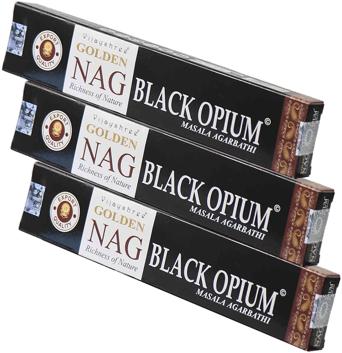 Dailygoods- Wierookstokjes 45 g - Golden Nag Black Opium - 100% Natuurlijk - Handgerold in India - Aromatherapie - Ontspannende geurervaring - Masala Wierook
