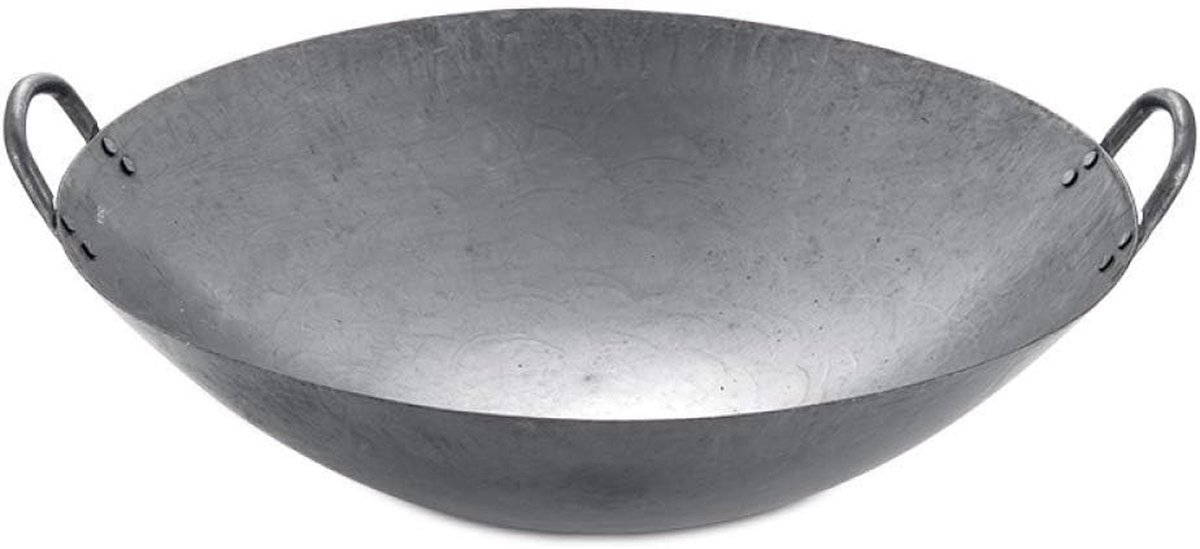 Gietijzeren Wokpan Koekenpan met deksel Veelzijdig Koken Snelle warmteverdeling 36 cm Zilver