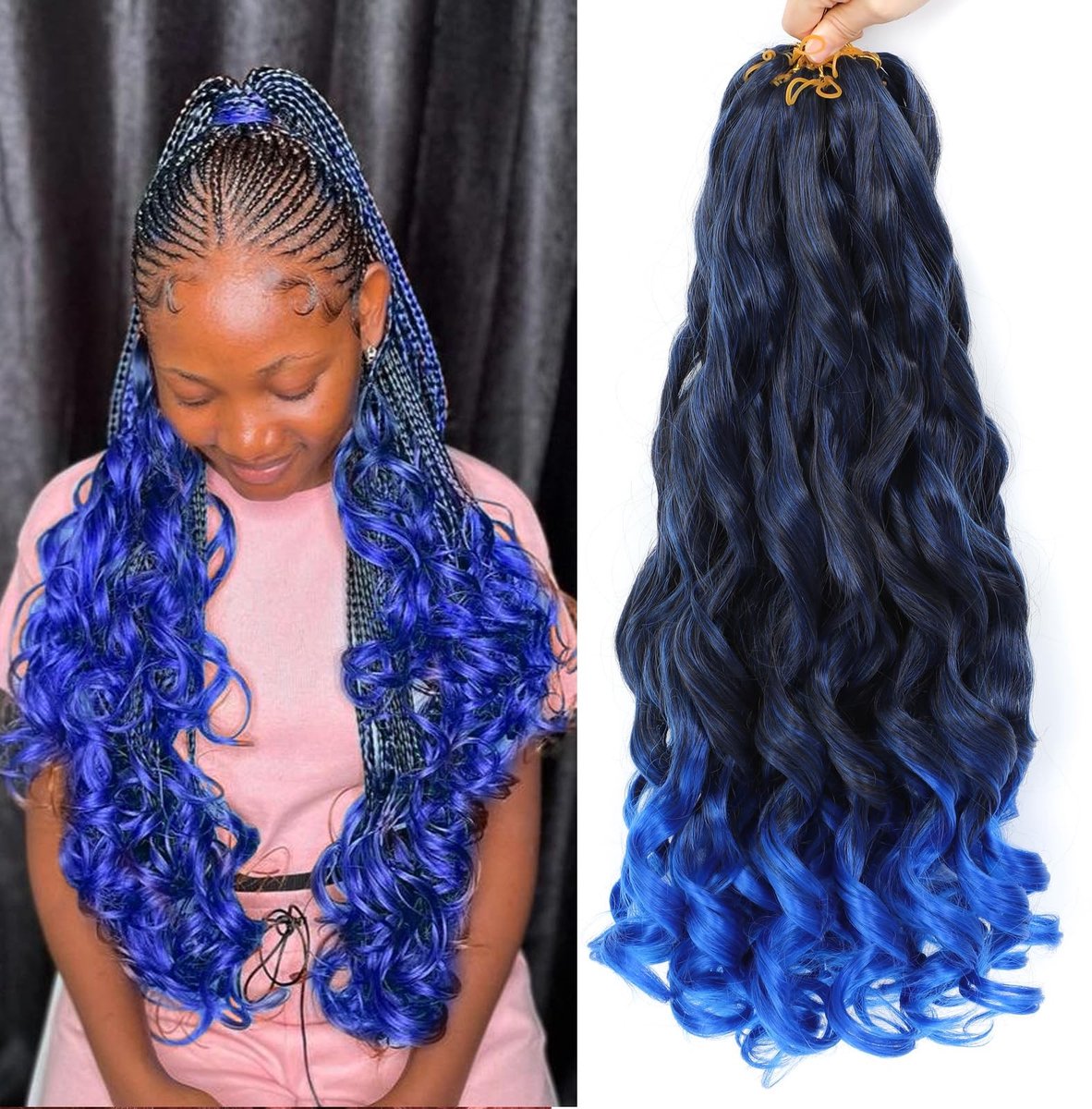 Dailygoods- Vlechten Haar 61 cm - French Curl - 8 Verpakkingen - Losse Golvende Vlechten - Onderhoudstips - Geschikt voor Zwarte Vrouwen - Haarextensies