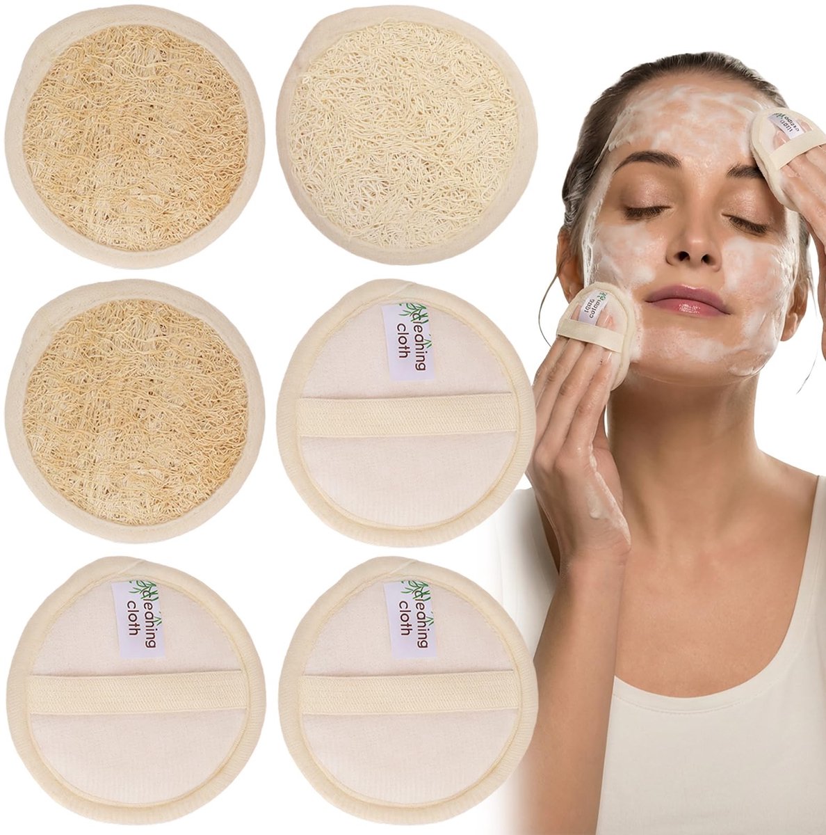 Dailygoods - 3 Stuks Gezichtspeeling Luffa-Padscrubber - Natuurlijke Doucheborstel