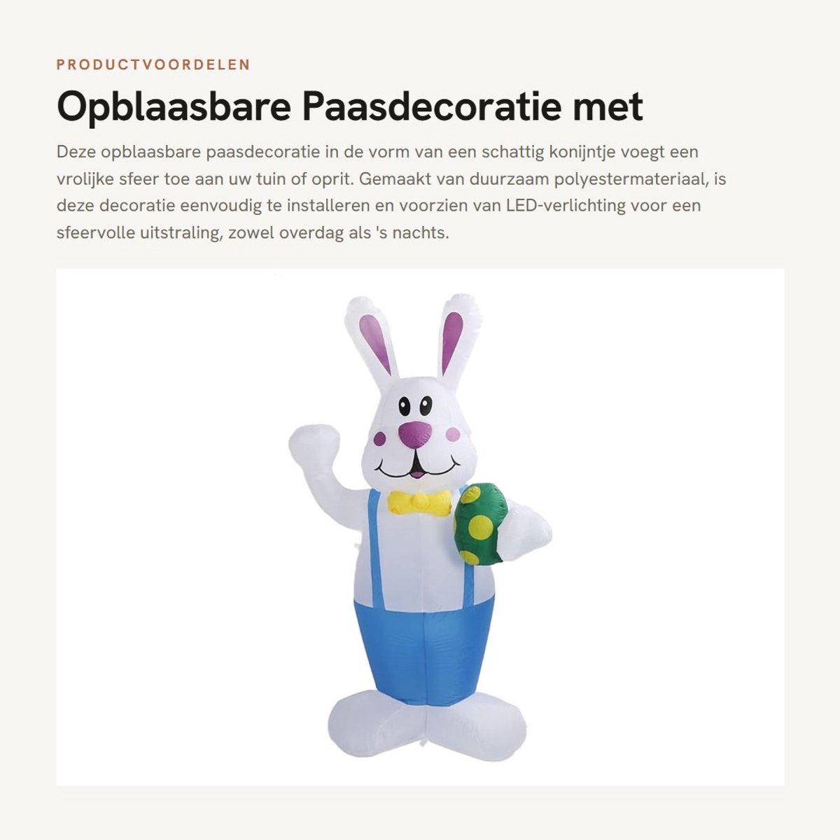 Dailygoods - Opblaasbare Paasdecoratie met LED-verlichting voor Buiten