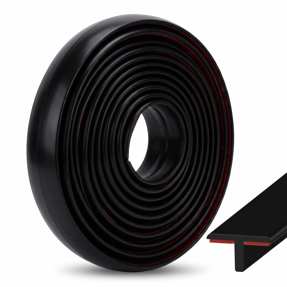 Dailygoods- Overgangsprofiel Zelfklevend - T-profiel - 5 Meter - Zwart - Silicone - Voor Deurdrempels/Verbindingsvloeren - Vloerovergangsstrip