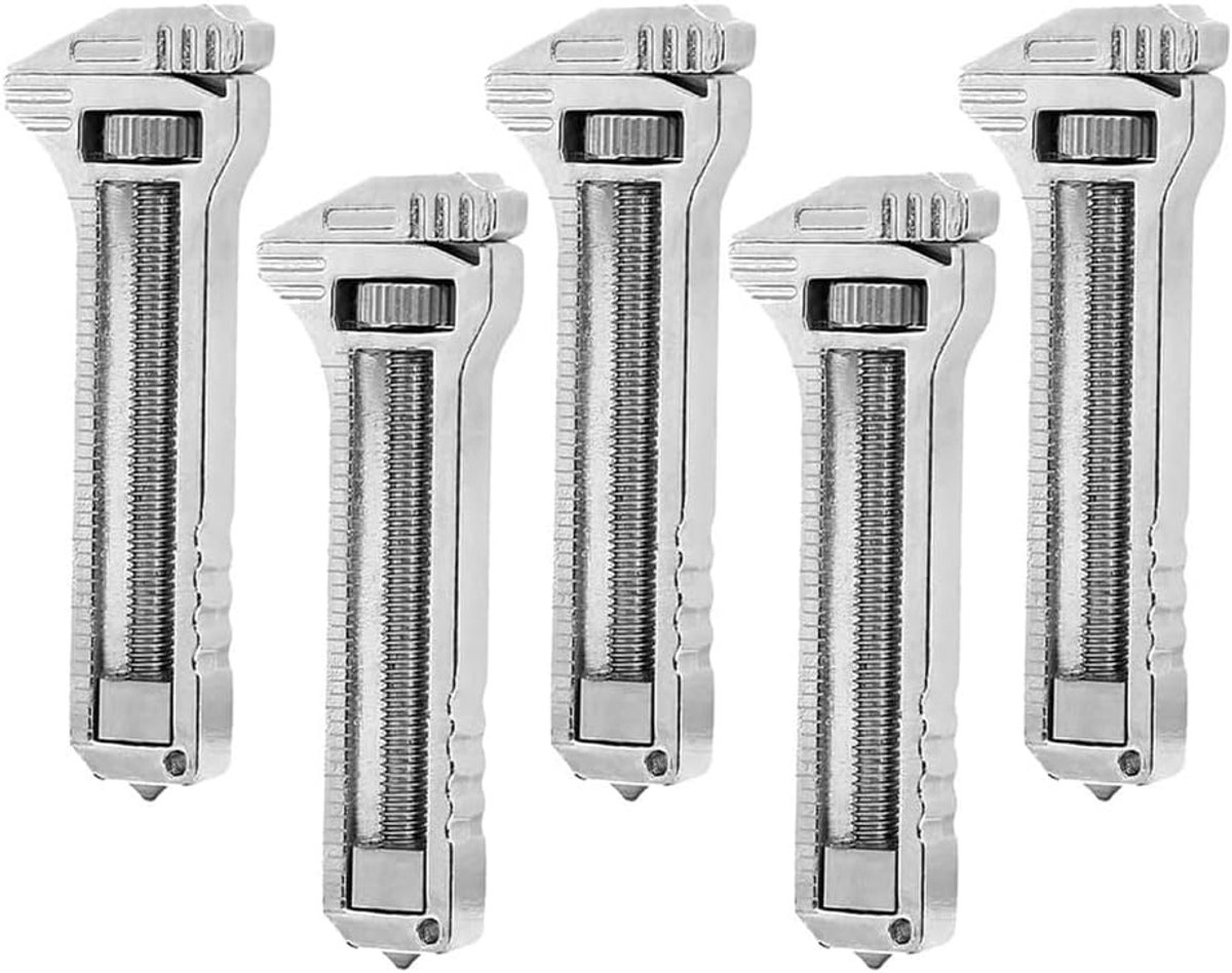 Mini Multitool Sleutel - Compact Gereedschap - Dagelijkse Klusjes - Roestvrij Aluminium - 5 stuks - Zilverkleurig