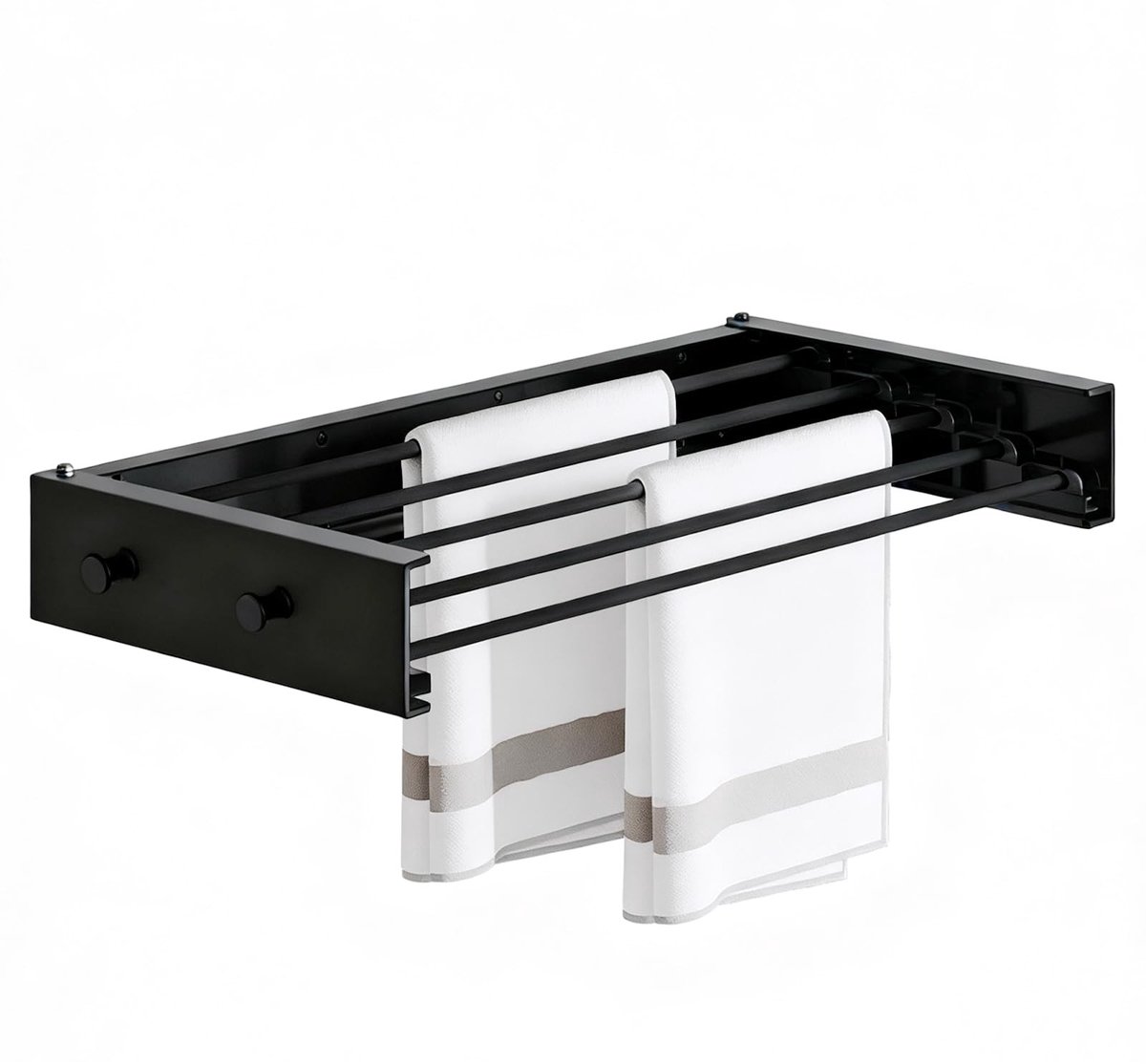 Dailygoods - Opvouwbaar Wanddroogrek van Koolstofstaal en Aluminium - Met 4 Haken voor Binnen en Buiten
