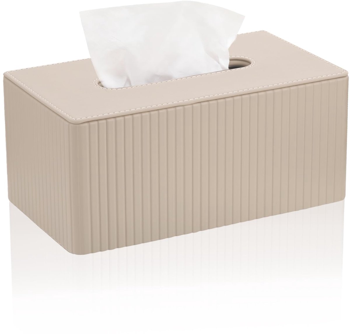 Dailygoods- Tissuedoos Waterdicht - Rechthoekige Houder - PU-leer - Beige - 25 x 14 x 11,5 cm - Duurzaam en Gemakkelijk te Reinigen - Handdoekendoos