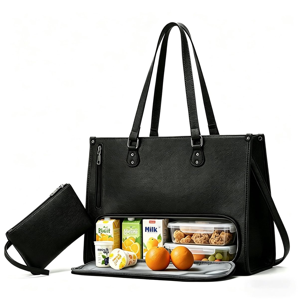 Dailygoods - Werktas voor dames met geïsoleerd koelvak, 15,6 inch laptoptas van leer, grote lerarentas en lunchtas, middelgrote aktetas voor school, universiteit, kantoor en zaken, wit