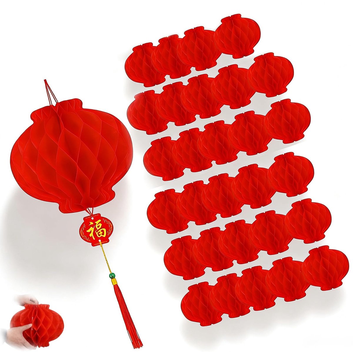 Dailygoods- Lantaarns 30 stuks - Opvouwbaar - Waterdicht - Chinese Lantaarns - Feestdecoraties - Hoogwaardig plastic papier - Feestverlichting