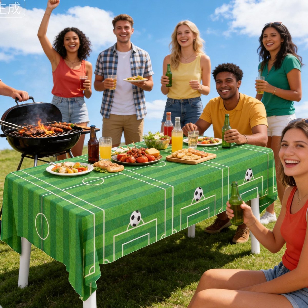Dailygoods- Tafelkleed Voetbal - Afwasbaar - Scheurvast - Kunststof - Sportevenementen - Verjaardag - 160 cm - Voetbaltafelkleed