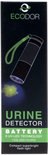 Verpakking van de Ecodor EcoLight urine detector met een illustratie van de lamp die urinevlekken op de vloer oplicht.