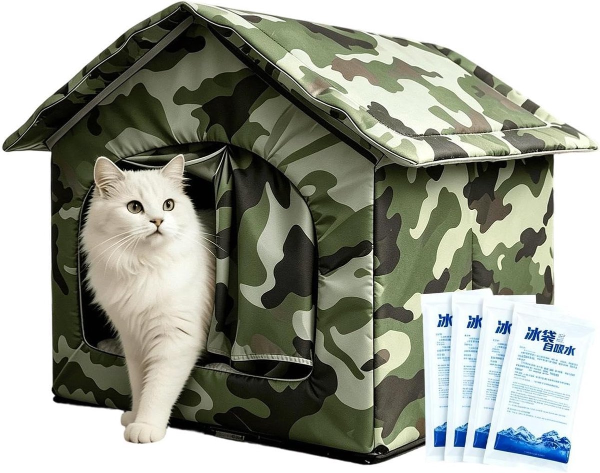 Kattenkoelhuis - Kittennest - Koel Verblijf - Met Ijspakken - 10x36x10 cm - Grijs