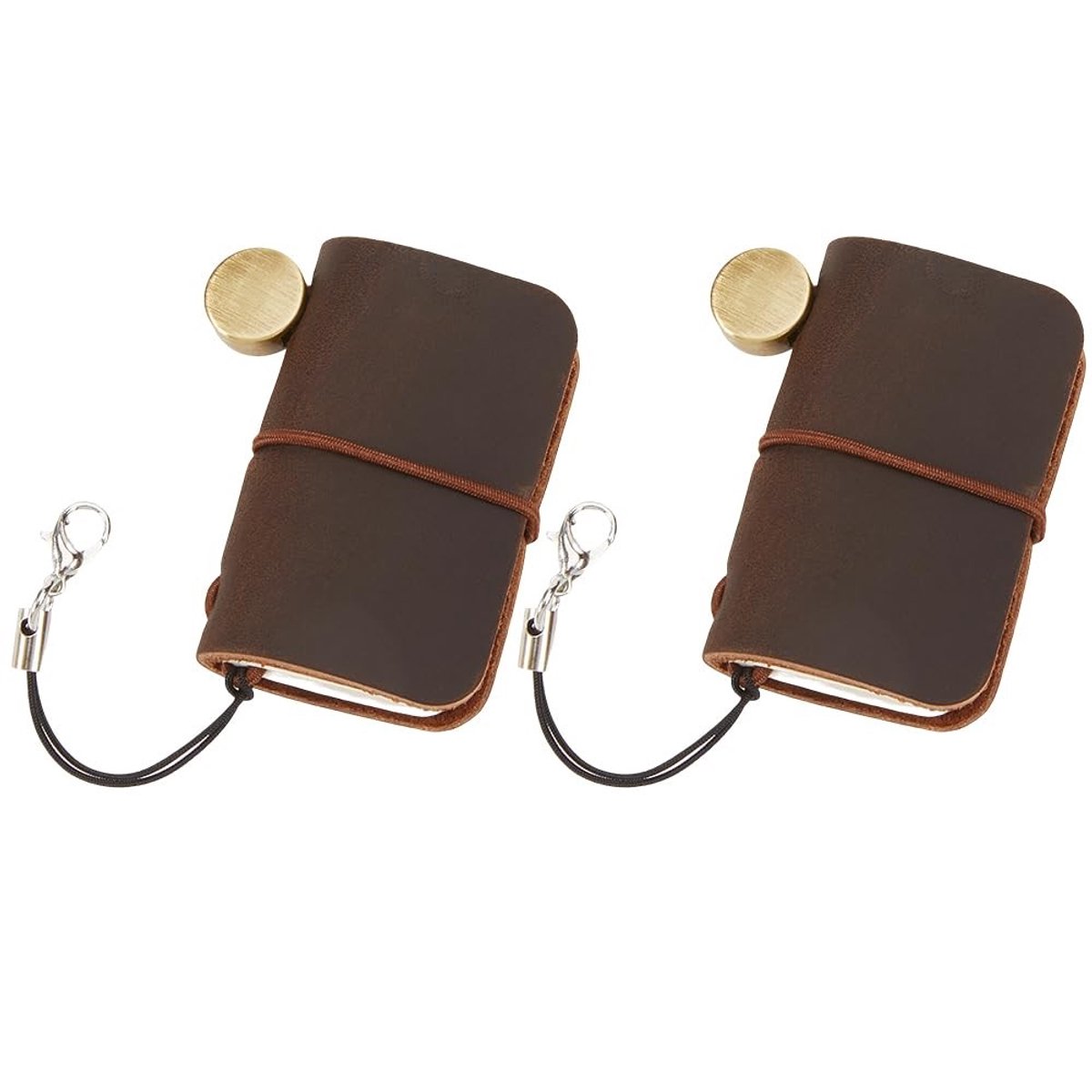 Dailygoods - Mini Notitieboek Set - 2 Stuks Lederen Dagboek voor Reis en Creatief Gebruik (Bruin)