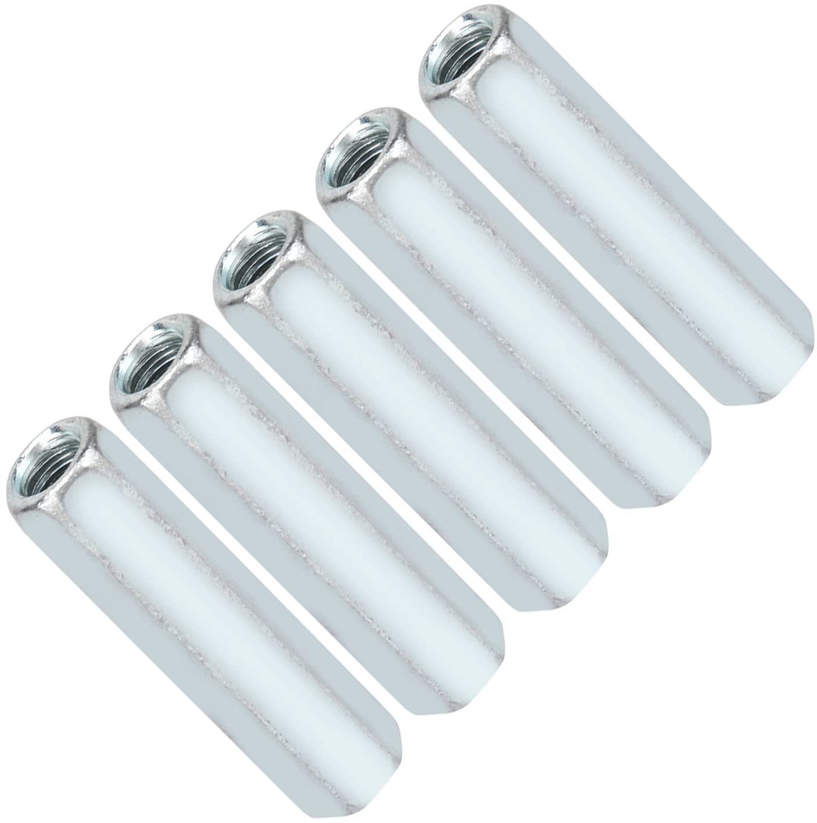 Dailygoods- Staafmoeren 5 Stuks - Zeshoekige Moeren - Afstandhouders - Schroefdraadbevestigingen - Gegalvaniseerd Koolstofstaal - Corrosiebestendig