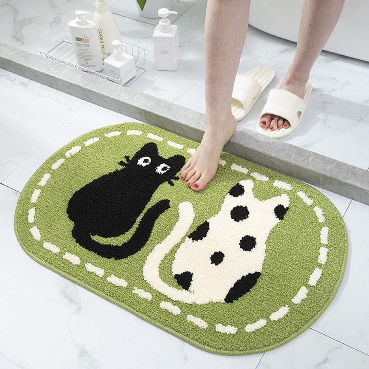 Badmat - Vloerkleed Douchemat - Badkamer Gebruik - Antislip Achterkant - 50x80cm - Groen