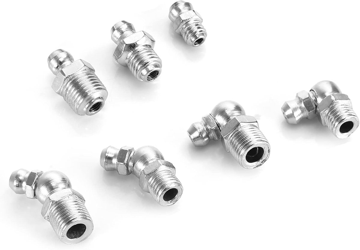 Vetnippel Assortiment - Smeernippels - Mechanisch Smeren - Duurzaam Metaal - 45 Stuks M6 M8 M10 - Zilverkleurig