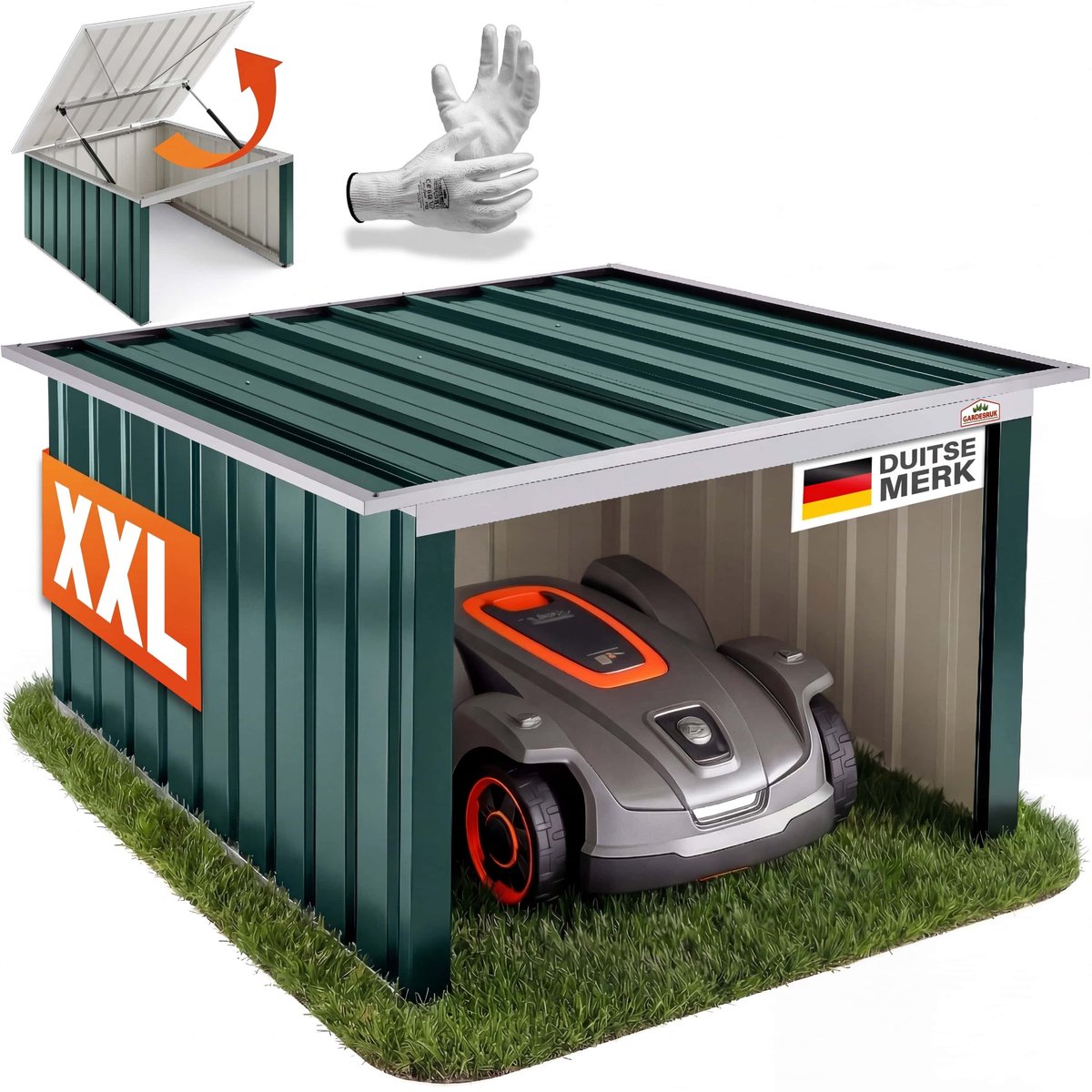 Houten Garageschuur Voor Robotmaaier – Plat Dak, Massief Grenenhout, Grijs, 80x70x38 Cm – Beschermt Maaier En Laadstation Tegen Regen En Sneeuw